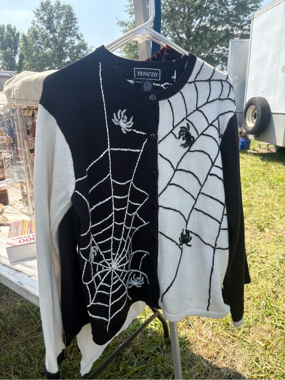 Black & White Spiderweb Knit Sweater